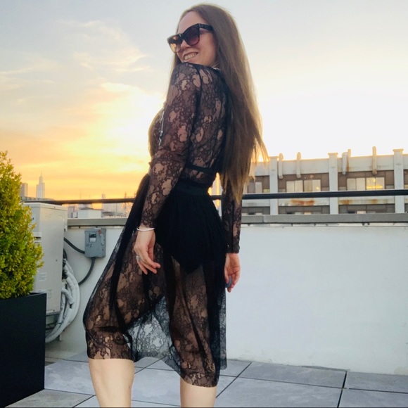 Zara Transparent Black Lace Tutu Mesh Midi Dress - Picture 14 of 16